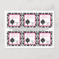 6 Gefälligkeitsmarken Hot Pink Black Damask