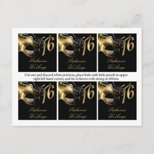 6 Gefälligkeitsmarken Sweet 16 Gold Black Party Postkarte