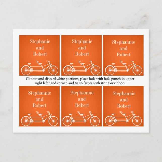 6 Gefälligkeitstriche Whimsical Orange Doppelfahrr Postkarte (Vorderseite)