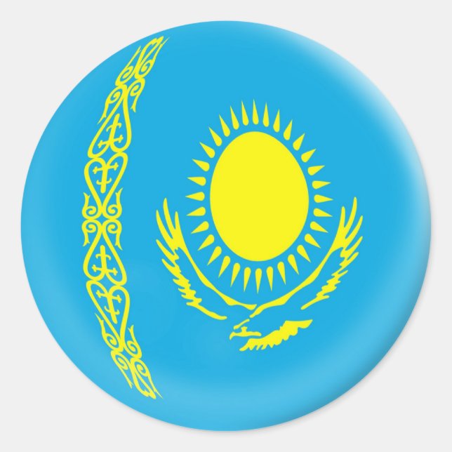 6 große Aufkleber Flagge Kasachstans (Vorderseite)