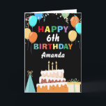 6. Happy Geburtstag farbenfrohe Balloons Kuchen sc Karte<br><div class="desc">6. Happy Geburtstag Bunte Balloons Schwarz mit personalisiertem Namen. Für weitere Anpassungen klicken Sie bitte auf die Schaltfläche "Anpassen" und verwenden Sie unser Designwerkzeug,  um diese Vorlage zu ändern.</div>