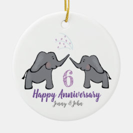6. Hochzeitstag des Eisen-Elefanten Keramik Ornament