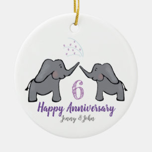 6. Hochzeitstag des Eisen-Elefanten Keramik Ornament
