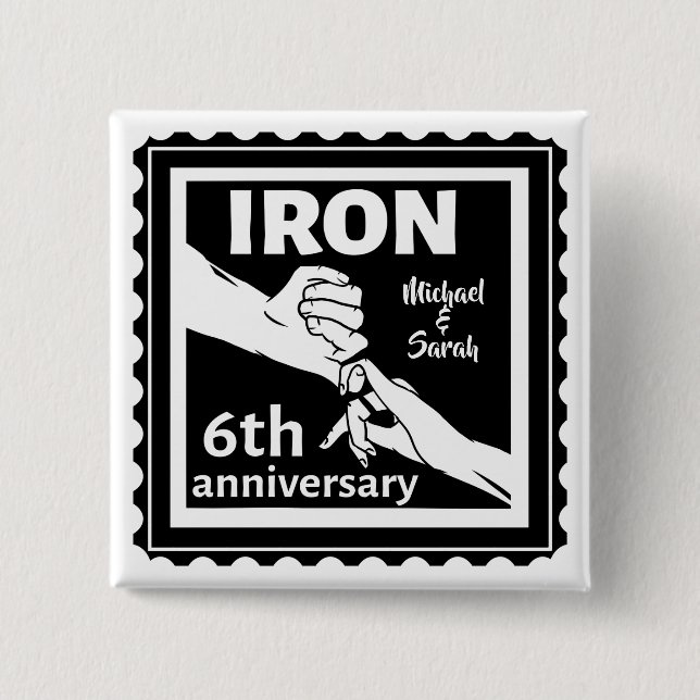 6. Hochzeitstag traditionelles Geschenk Eisen Button (Vorderseite)