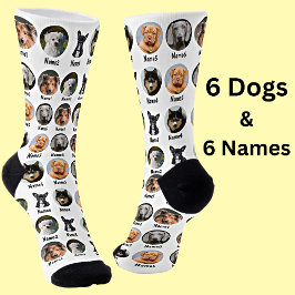 6 Hunde, 6 Namen, Hunde - Foto Personalisiert Socken