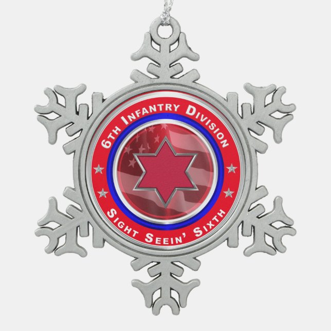 6. Infanterieabteilung Keepake Schneeflocken Zinn-Ornament (Vorderseite)