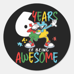 6 Jahre alt Geburtstag Junge oder Mädchen Autismu Runder Aufkleber