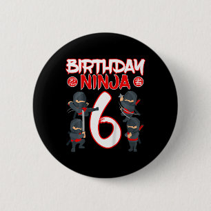 6 Jahre alt Ninja Geburtstagsparty Martial Arts Ka Button