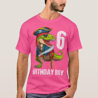 6 Jahre alter Dinosaurier Pirate Hat 6. Geburtstag T-Shirt