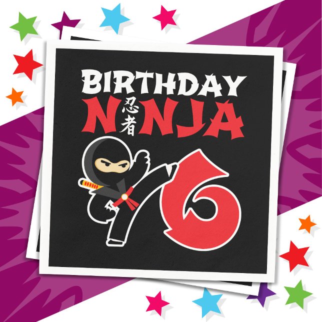 6 Jahre alter Karate Ninja Party Kinder 6. Geburts Serviette (Von Creator hochgeladen)