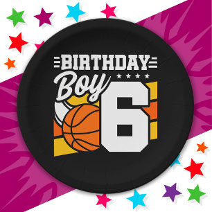 6 Jahre altes Basketball Party Thema 6. Geburtstag Pappteller