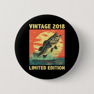 6 Jahre altes Geschenk 2018 Angeln Fischer Fisch 6 Button