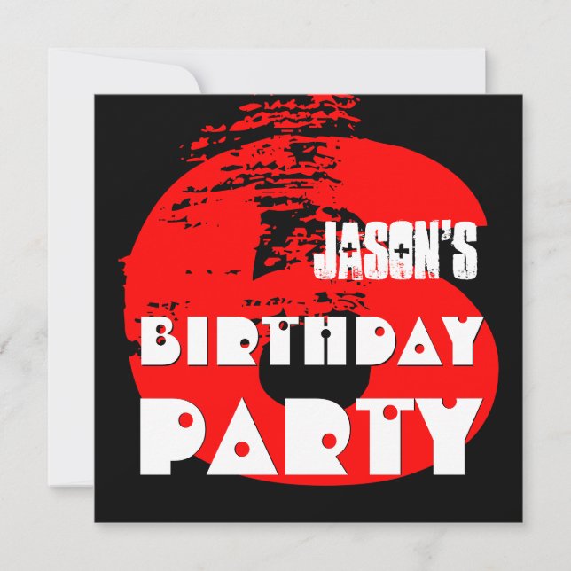 6 Jahre altes Grunge Design Einladung (Vorderseite)