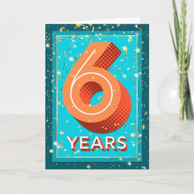 6 Jahre Mitarbeiterjubiläum - Fettzahl Karte (Vorderseite)