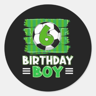 6-jähriger Geburtstags-Soccer-Junge 6. Party-Thema Runder Aufkleber
