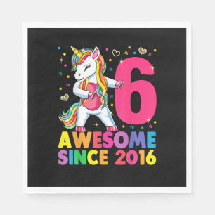 6-jähriges Einhorn mit Zahnseide zum 6. Geburtstag Serviette