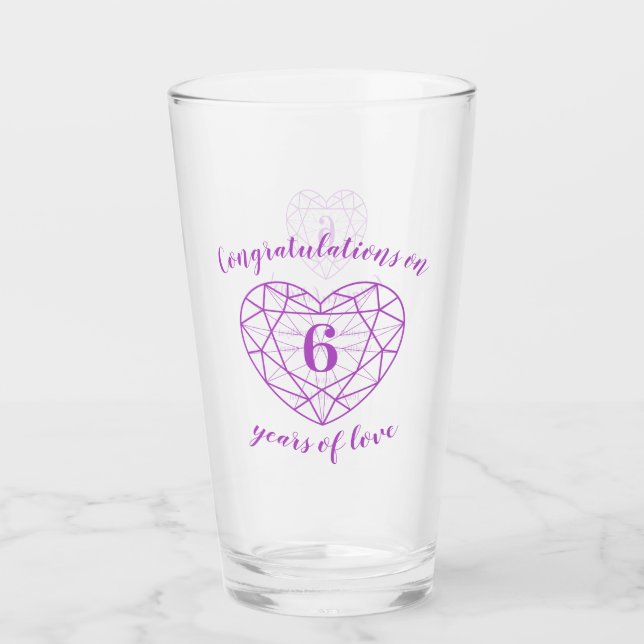 6. Jubiläum 6 Jahre Amethyst lila Sitte Glas (Vorderseite)
