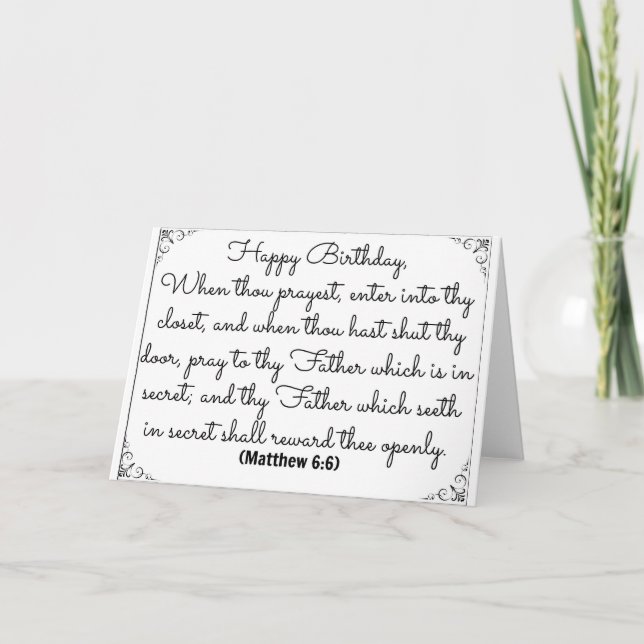 6 juin Bible carte d'anniversaire avec vers Matthe (Devant)