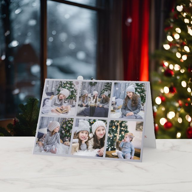 6 Kids Foto Weihnachtsgalerie Grau Feiertagskarte (Von Creator hochgeladen)