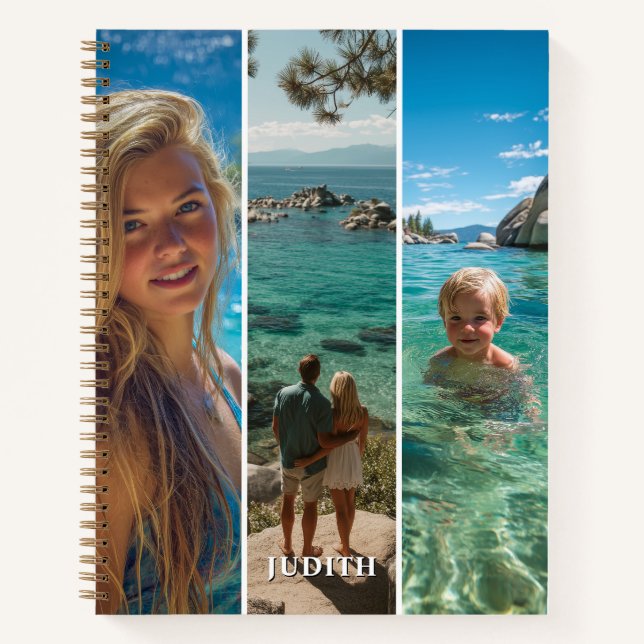 6 lange vertikale Streifen Boho Foto Notizbuch (Vorderseite)