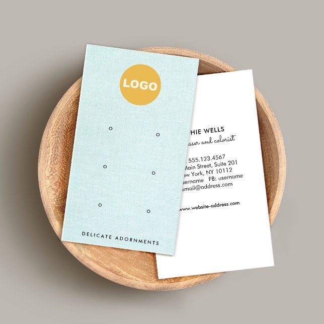 6 Loch Study Earring Blue Linen Display Business C Visitenkarte (Von Creator hochgeladen)