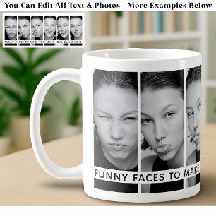 6 Lustige Gesichter Benutzerfotos & Lange Nachrich Kaffeetasse