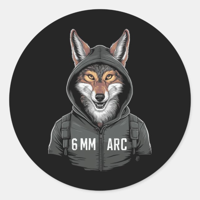 6 mm Arc Coyote Shooting Sports Junting Runder Aufkleber (Vorderseite)