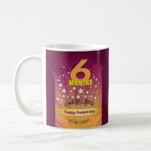 6 Monate CUSTOM Erholung Jubiläum Fett Zahlen Kaffeetasse