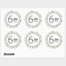6 Monate Meilenstein Baby Giraffen und Balloons Runder Aufkleber