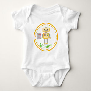 6 Monats-Baby-Shirt-Gelb-Roboter Baby Strampler