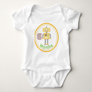 6 Monats-Baby-Shirt-Gelb-Roboter Baby Strampler