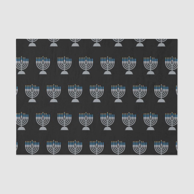 6. Nacht Hanukkah Glitzer Tissue Paper Seidenpapier (Vorderseite)
