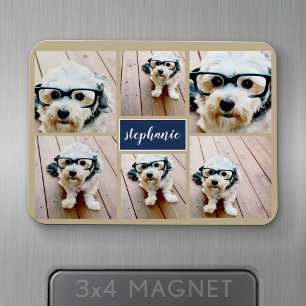 6 Name der Fotocollage Minimalistisch - Farbe bear Magnet