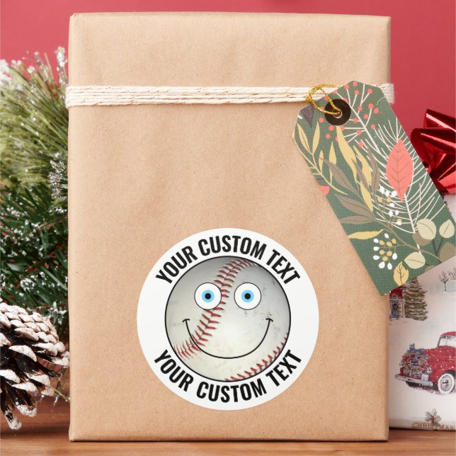 6 Personalisierter Basistext Benutzerdefiniert Hap Runder Aufkleber (Feiertag)