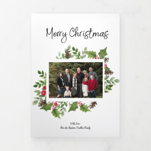 6 Photo Aquarelle Triple Carte de Noël