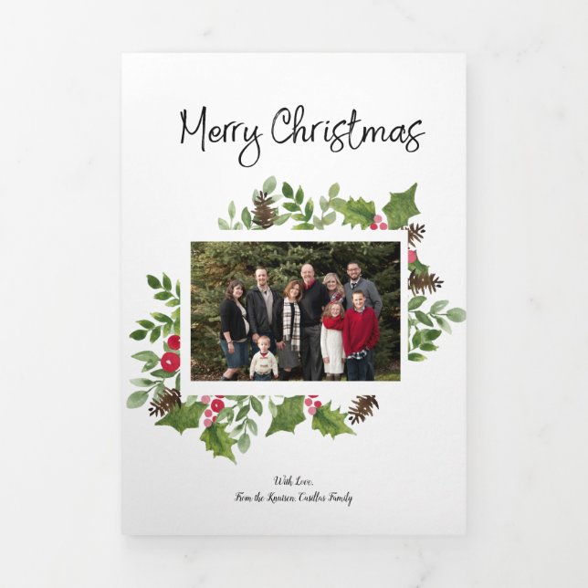 6 Photo Aquarelle Triple Carte de Noël (Page de couverture)
