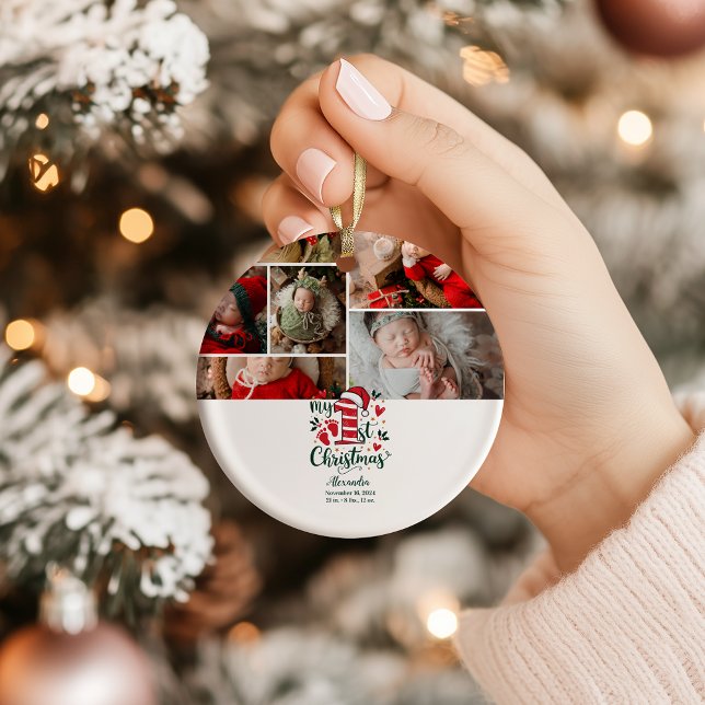 6 Photo Candy Cane Baby 1st Christmas Keramik Ornament (Von Creator hochgeladen)