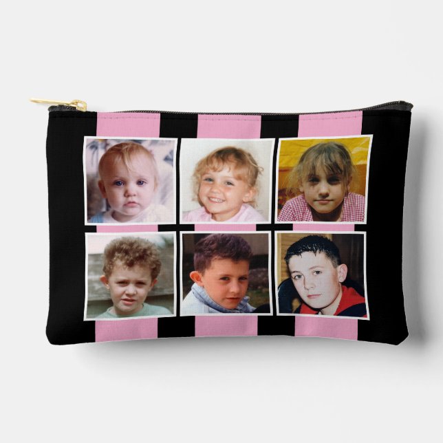 6 photo collage black pink zubehörtasche (Vorderseite)