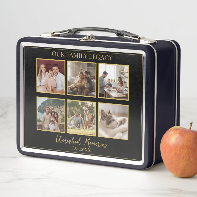 6 Photo Collage Elegant Keepsake Tin Box Metall Brotdose (Beispiel)