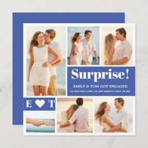 6 Photo Collage Fiançailles bleu Faire-part