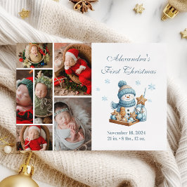 6 Photo First Christmas Birth Announcement Feiertagskarte