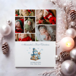 6 Photo First Christmas Birth Announcement Feiertagskarte