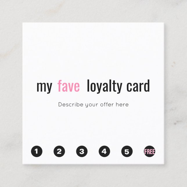 6 Punch Pink Beauty Salon Carte de fidélité client (Devant)