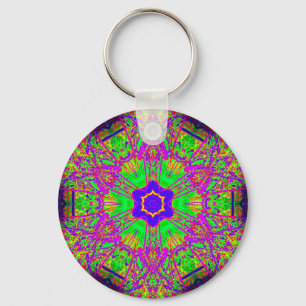 6 Punkte blauer Stern groovy psychedelisch Schlüsselanhänger