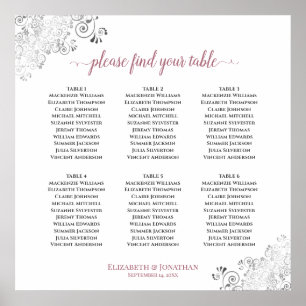 6 Rose für Frilly Wedding Seating Chart Poster