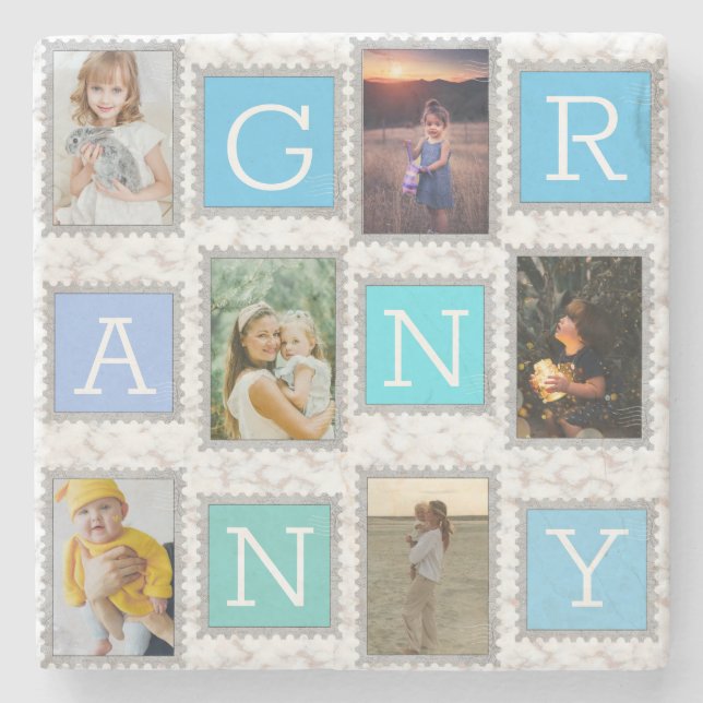 6 Sechs Foto Collage Niedlich Baby Family Liebe Gr Steinuntersetzer (Vorderseite)