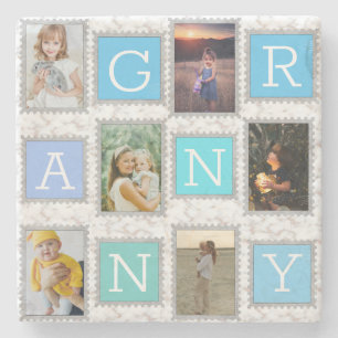 6 Sechs Foto-Collage Süße Baby-Familie Liebe Oma Steinuntersetzer