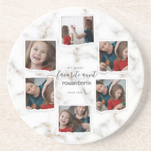 6 Sechs Foto-Collage Tante modern elegant Familie Getränkeuntersetzer