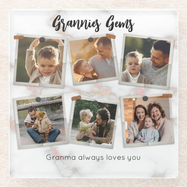 6 Sechs Foto Moderne Elegante Collage Family Liebe Glasuntersetzer (Vorderseite)