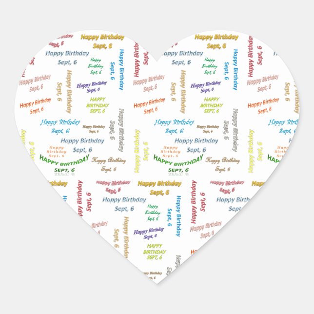 6. September Herz-Aufkleber (Vorderseite)